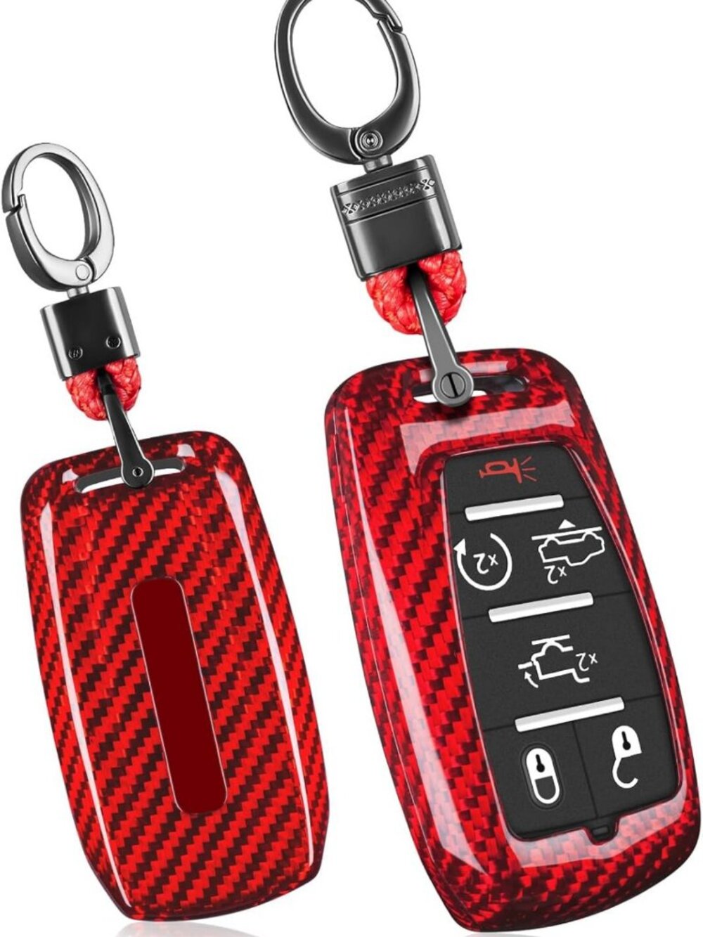 Real Glass Fiber Key Fob Protector Case for Ram 1500 2500 3500 TRX - Red